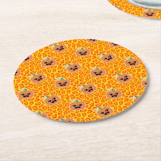Dessous-de-verre Rond En Papier Motif Halloween impression léopard (Incliné)
