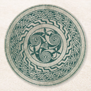 Dessous-de-verre Rond En Papier Motif irlandais de médaillon de Knotwork de Celti