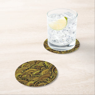 Dessous-de-verre Rond En Papier Motif Peint À La Main Et Numériquement Art 15