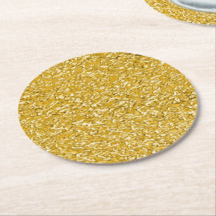 Dessous-de-verre Rond En Papier Motif PURE GOLD Splatter + votre texte / photo