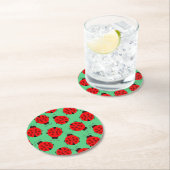 Dessous-de-verre Rond En Papier Motif Red Ladybug (En situation)