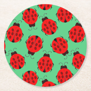 Dessous-de-verre Rond En Papier Motif Red Ladybug