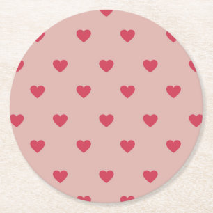 Dessous-de-verre Rond En Papier Motif rose Retro Coeur Y2K avec Arrière - plan ros
