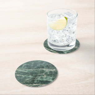 Dessous-de-verre Rond En Papier Motif vert marbre