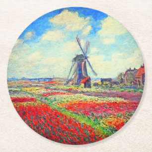 Dessous-de-verre Rond En Papier Moulin à vin Monet Tulips