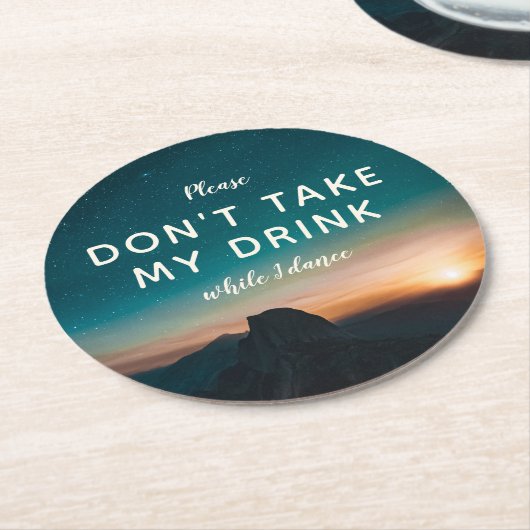 Dessous-de-verre Rond En Papier Mountain Starry Night Sky Sunset Mariage Danser (Incliné)