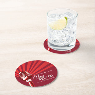Dessous-de-verre Rond En Papier Musique de microphone classique de récital vocal r