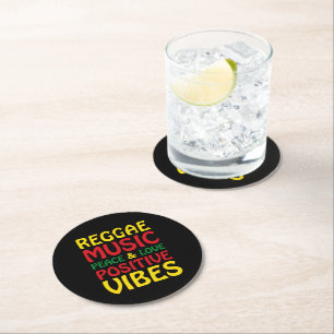 Dessous-de-verre Rond En Papier Musique reggae avec des paroles positives