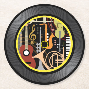 Dessous-de-verre Rond En Papier Musique vinyle