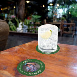 Dessous-de-verre Rond En Papier Mythe de l'homme légende photo émeraude verte fête<br><div class="desc">Un arrière - plan vert émeraude. Texte : L'Homme,  Le Mythe,  La Légende. Personnalisez et ajoutez son nom,  son âge et sa photo.</div>