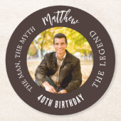 Dessous-de-verre Rond En Papier Mythe de l'homme légende photo marron fête d'anniv (Devant)