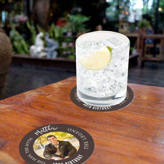 Dessous-de-verre Rond En Papier Mythe de l'homme légende photo marron fête d'anniv
