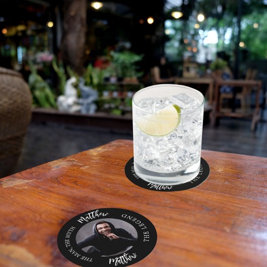 Dessous-de-verre Rond En Papier Mythe de l'homme légende photo noir blanc fête
