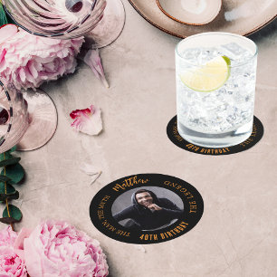 Dessous-de-verre Rond En Papier Mythe de l'homme légende photo noir or fête d'anni