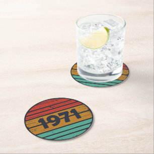 Dessous-de-verre Rond En Papier Né en 1971 anniversaire vintage