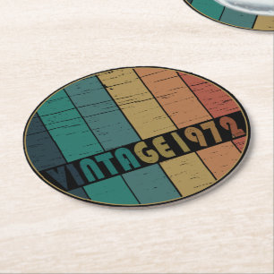Dessous-de-verre Rond En Papier Né en 1972 cadeau d'anniversaire vintage