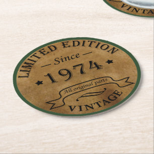Dessous-de-verre Rond En Papier Né en 1974 anniversaire vintage
