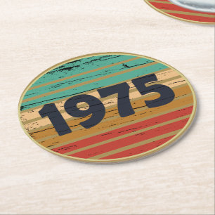Dessous-de-verre Rond En Papier Né en 1975 fête d'anniversaire vintage