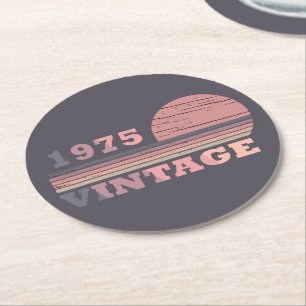 Dessous-de-verre Rond En Papier né en 1975 vintage fête d'anniversaire