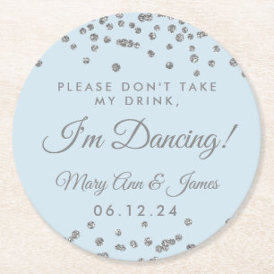 Dessous-de-verre Rond En Papier Ne prends pas mon verre ! Silver Confetti Ice Blue