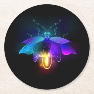 Dessous-de-verre Rond En Papier Neon Firefly sur noir