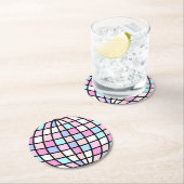 Dessous-de-verre Rond En Papier Neon Super Disco Ball (En situation)