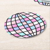 Dessous-de-verre Rond En Papier Neon Super Disco Ball (Incliné)