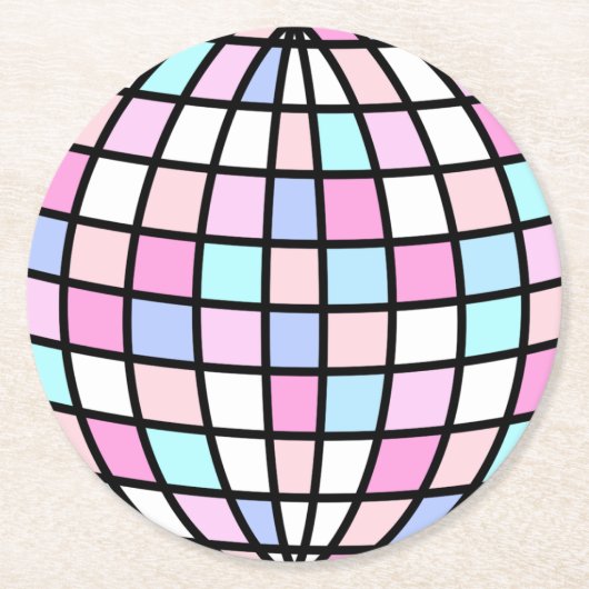 Dessous-de-verre Rond En Papier Neon Super Disco Ball (Devant)