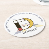 Dessous-de-verre Rond En Papier Neoplasticisme Art Cool Monogramme. Lettre D (Incliné)