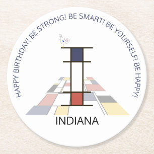 Dessous-de-verre Rond En Papier Neoplasticisme Art Cool Monogramme. Lettre I