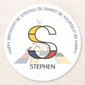 Dessous-de-verre Rond En Papier Neoplasticisme Art Cool Monogramme. Lettre S (Devant)