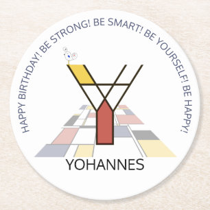 Dessous-de-verre Rond En Papier Neoplasticisme Art Cool Monogramme. Lettre Y