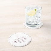 Dessous-de-verre Rond En Papier Nettoyer Blanc Rose Simple Leaf Wedding Enregistre (En situation)