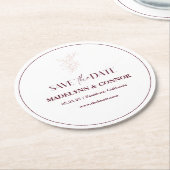 Dessous-de-verre Rond En Papier Nettoyer Blanc Rose Simple Leaf Wedding Enregistre (Incliné)