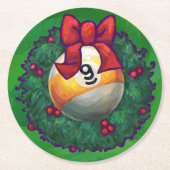 Dessous-de-verre Rond En Papier Neuf boule en couronne verte (Devant)