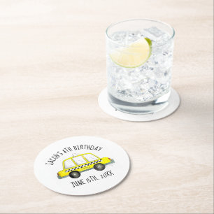 Dessous-de-verre Rond En Papier New York City NYC Taxi Jaune Tab fête d'anniversai