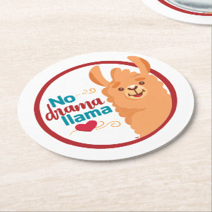 Dessous-de-verre Rond En Papier No Drama Llama (Chaud)