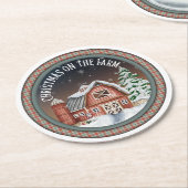 Dessous-de-verre Rond En Papier Noël à la ferme (Incliné)