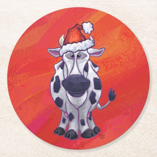 Dessous-de-verre Rond En Papier Noël à la vache (Devant)