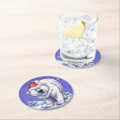 Dessous-de-verre Rond En Papier Noël à l'ours polaire (En situation)