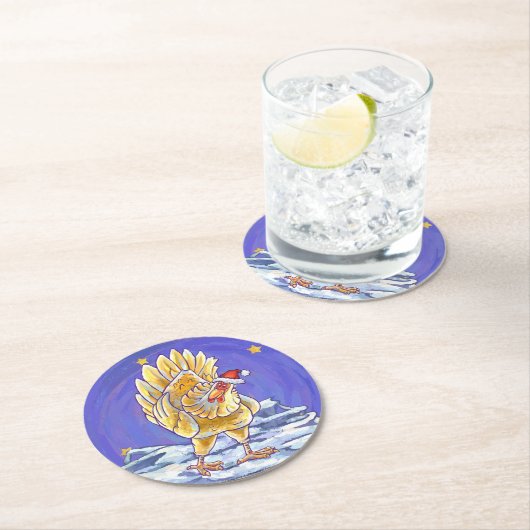 Dessous-de-verre Rond En Papier Noël au poulet (En situation)