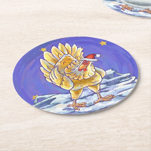 Dessous-de-verre Rond En Papier Noël au poulet (Incliné)