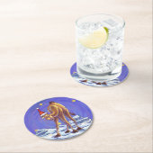 Dessous-de-verre Rond En Papier Noël aux chameaux (En situation)