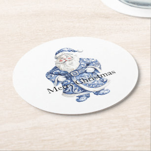 Dessous-de-verre Rond En Papier Noël blanc chic Père Noël