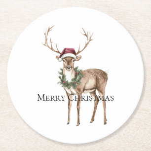 Dessous-de-verre Rond En Papier Noël Casquette rouge