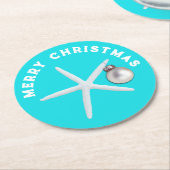 Dessous-de-verre Rond En Papier Noël côtier d'Aqua Starfish (Incliné)