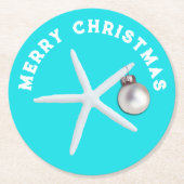Dessous-de-verre Rond En Papier Noël côtier d'Aqua Starfish (Devant)
