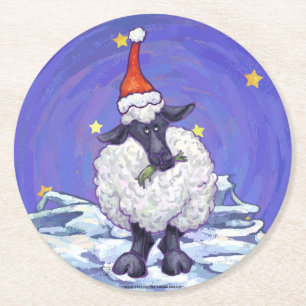 Dessous-de-verre Rond En Papier Noël des moutons