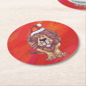 Dessous-de-verre Rond En Papier Noël du lion en rouge (Incliné)