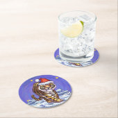 Dessous-de-verre Rond En Papier Noël du tigre (En situation)